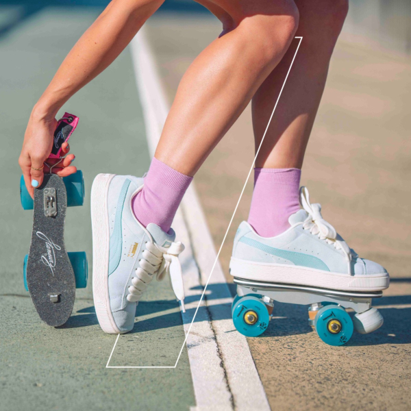 DETACHABLE ROLLER SKATES PUMA SUEDE XL - BLUE WHITE